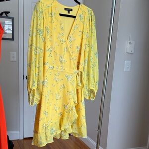 Banana Republic Yellow Floral Wrap Dress